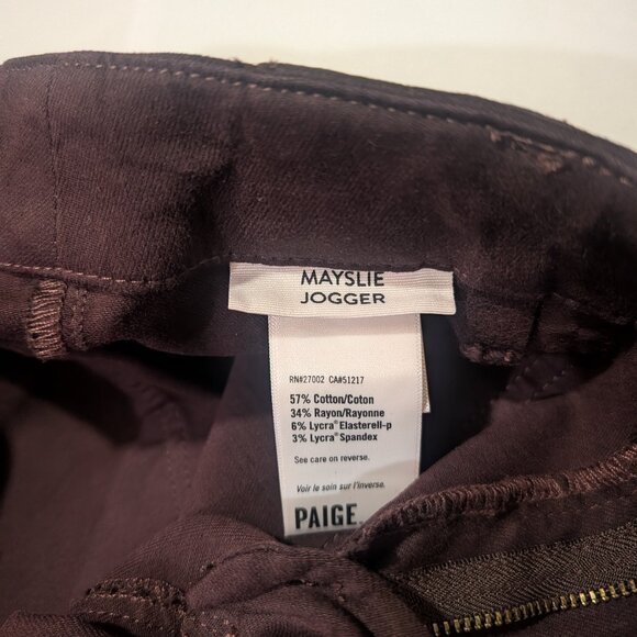 PAIGE Mayslie Cropped Jogger Pant in Vintage Black Cherry Burgundy - Picture 11 of 13